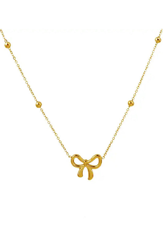 Natural Elements Small Gold Bow Necklace