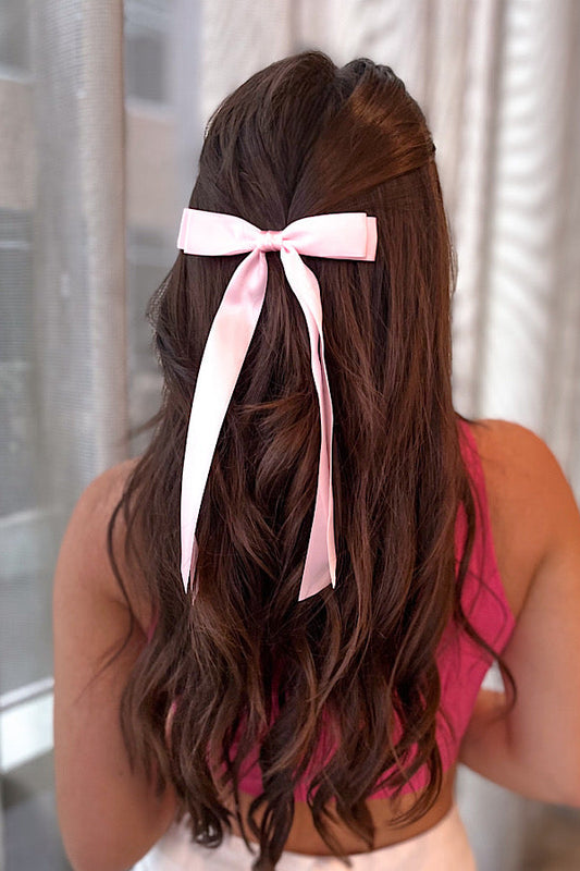 Take a Bow Pink Satin Hair Bow