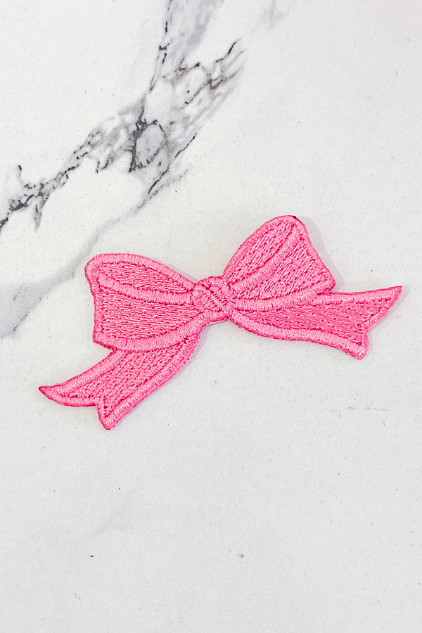 Small Pink Bow Embroidered Patch