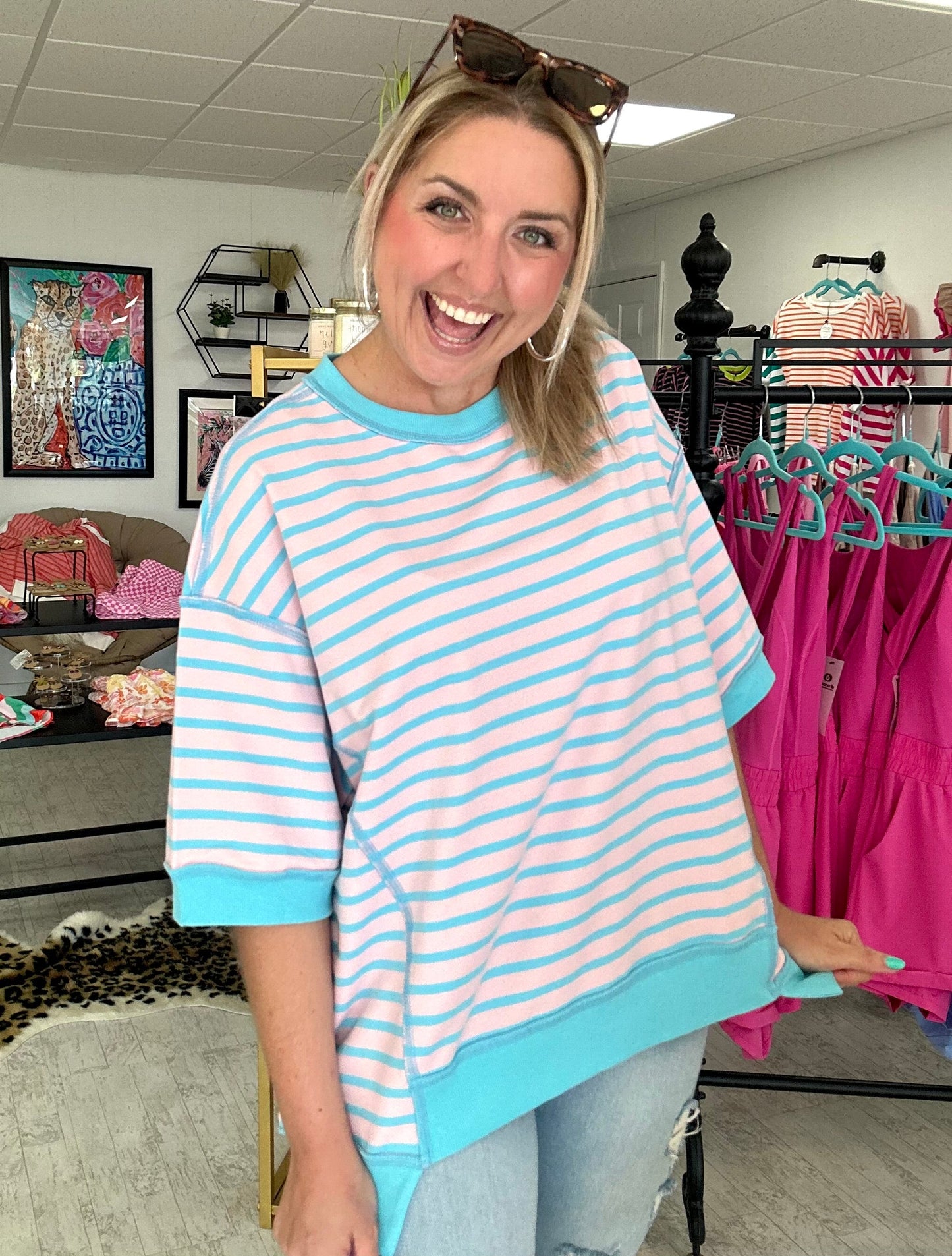 PREODER ENDS Fri 7/12 at 6 pm | seaside stripe top, pink