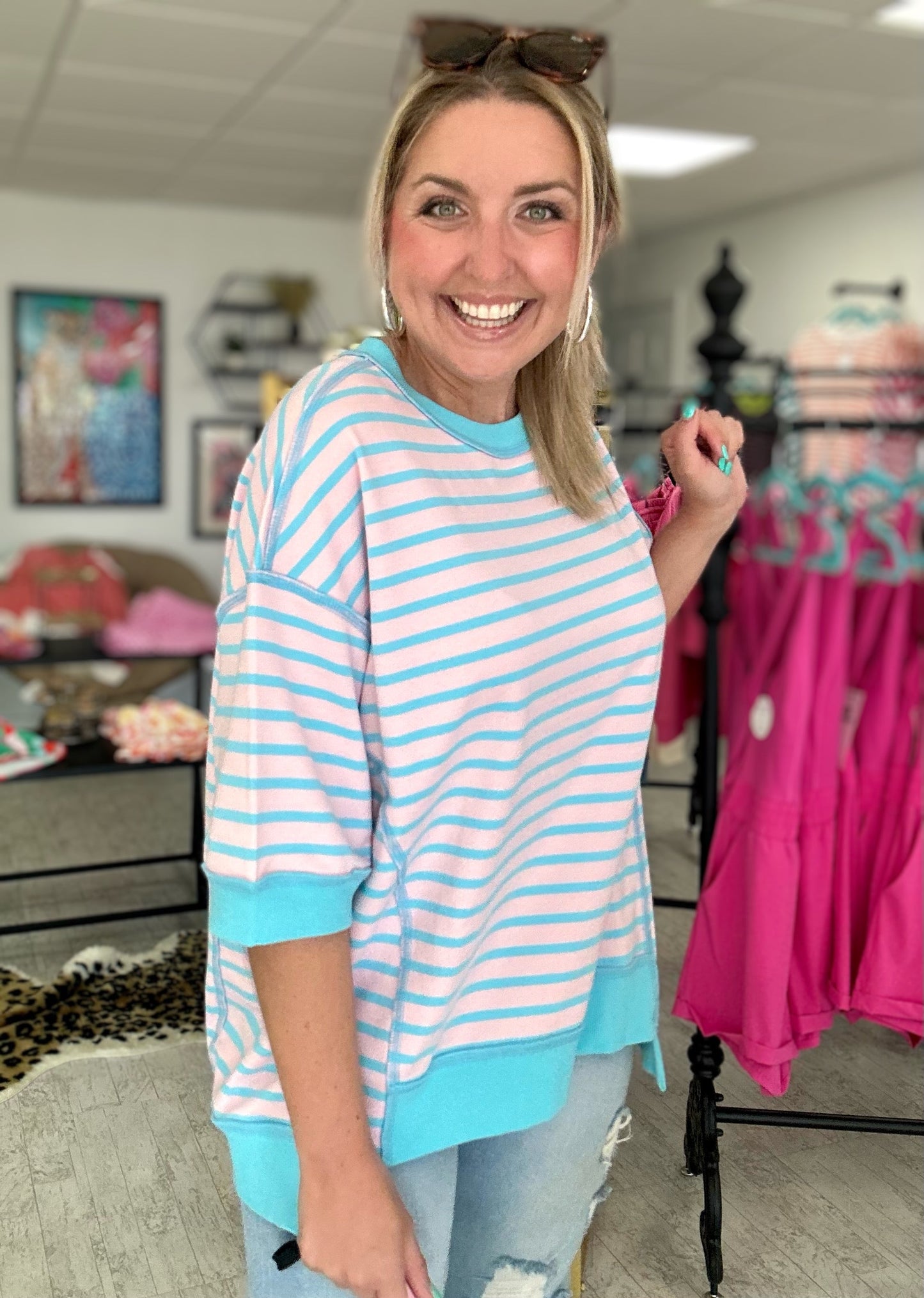 PREODER ENDS Fri 7/12 at 6 pm | seaside stripe top, pink