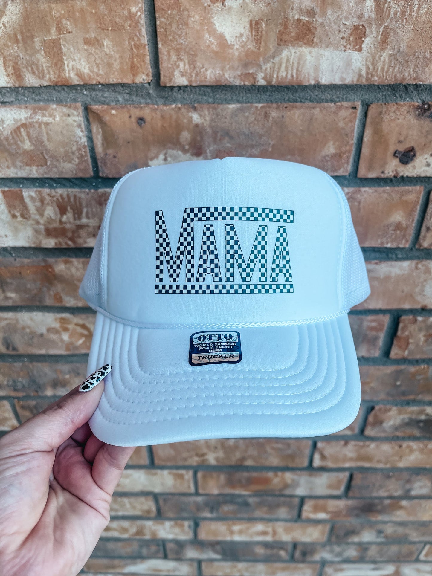 Checkered Mama Trucker Hat - Multiple Colors