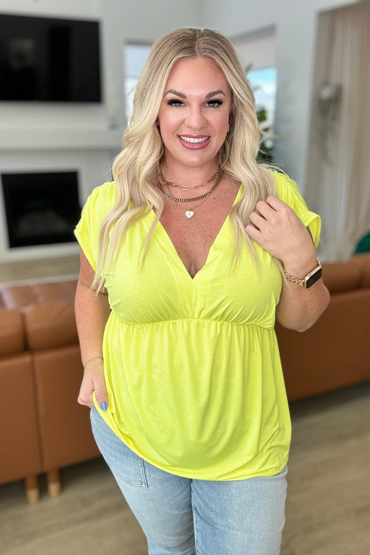 Rhea Peplum Top in Neon Yellow