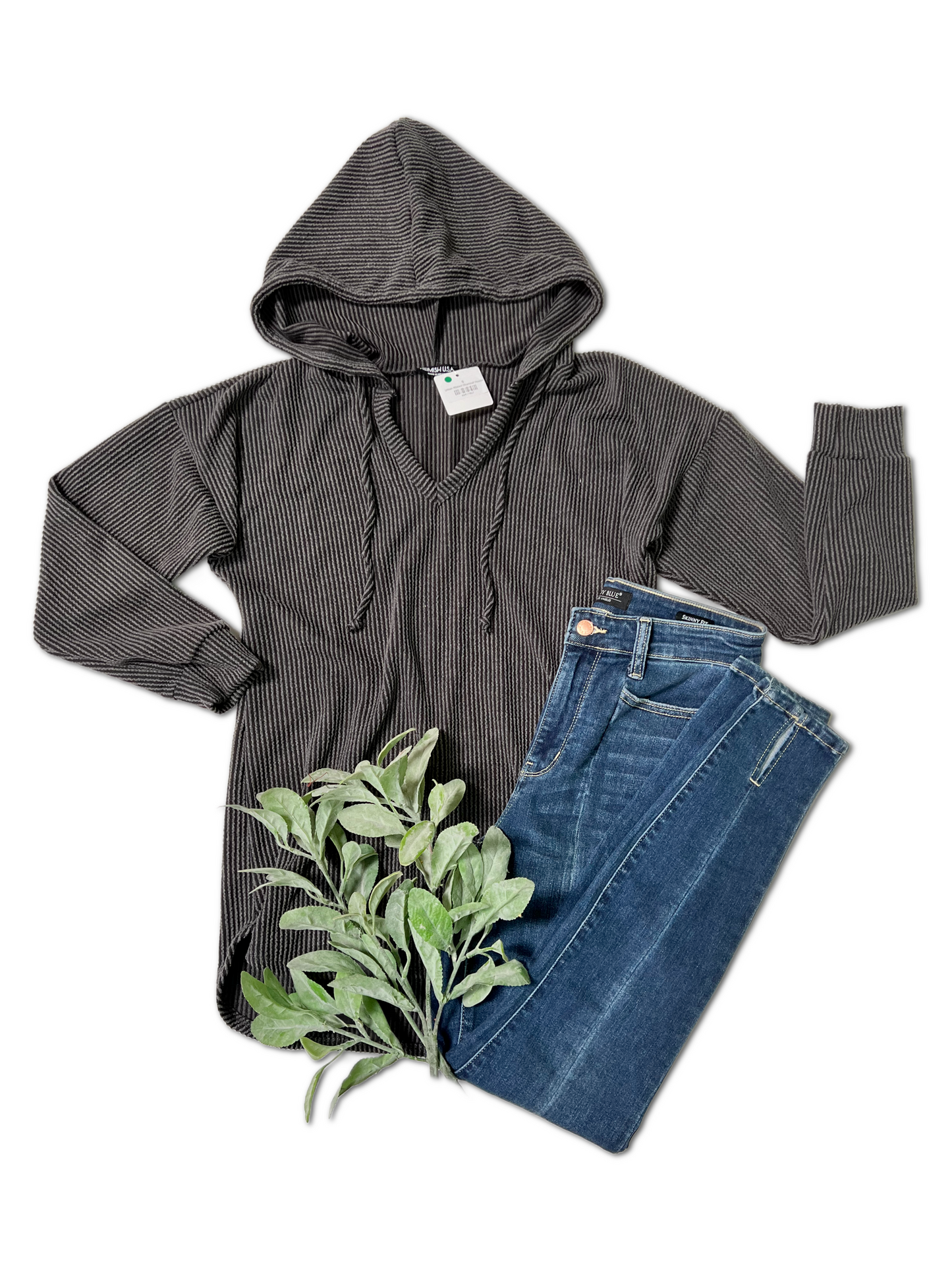 Urban Ribbed Charcoal Hoodie