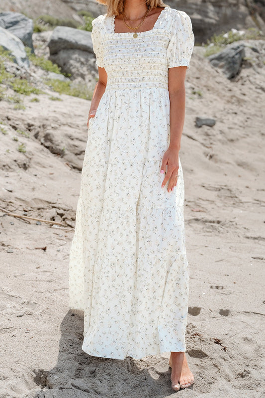 White Floral Maxi Dress January.