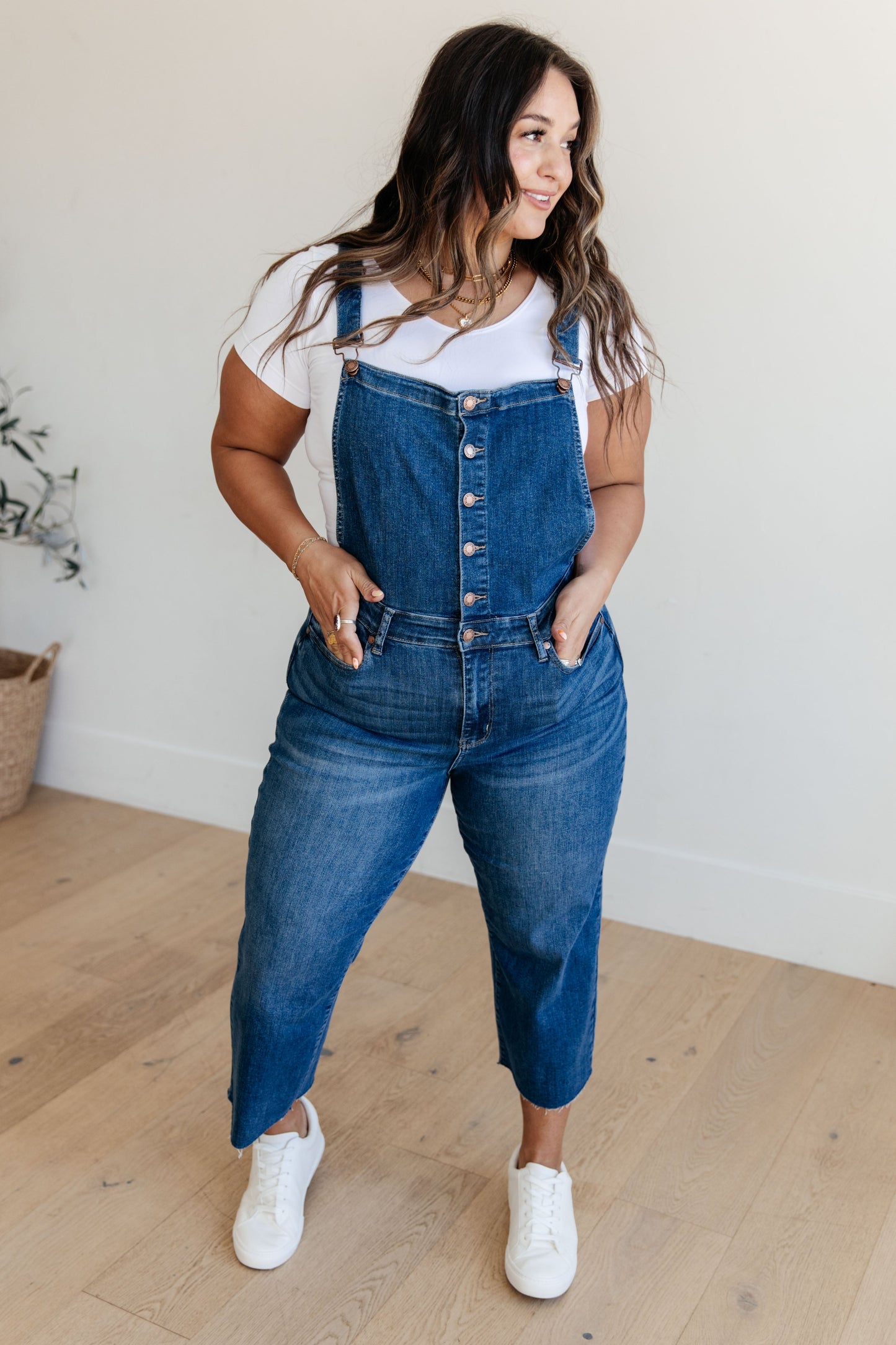 Priscilla High Rise Crop Wide Leg Denim Overalls