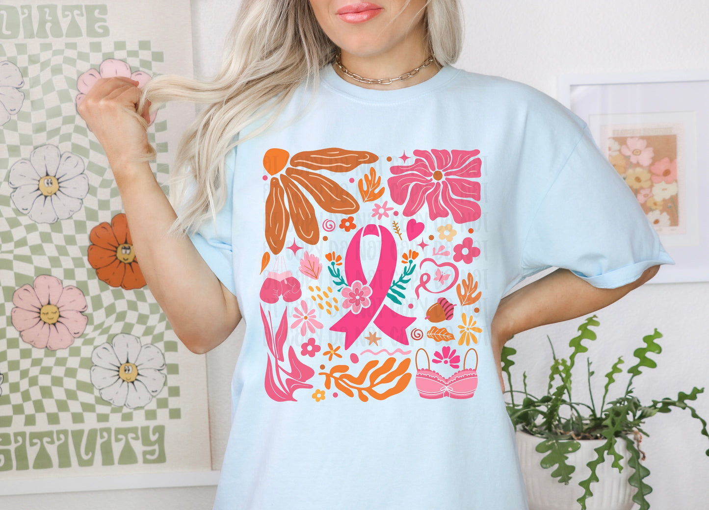 Boho Cancer Awareness - Gildan Softstyle