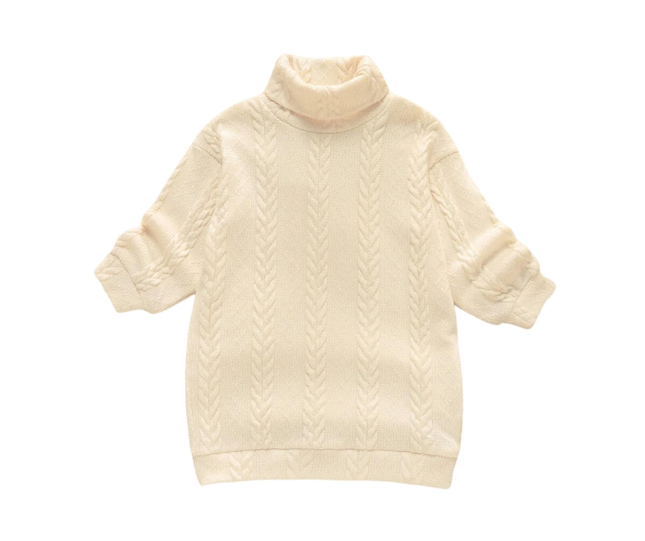 Cream Cable Knit Turtleneck Dress RTS