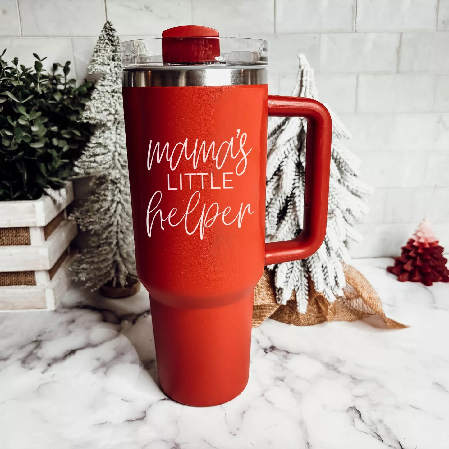 Funny Christmas Gifts for Parents, Holiday Travel Mugs, 40 oz Christmas Tumblers with Handle, Lid & Straw