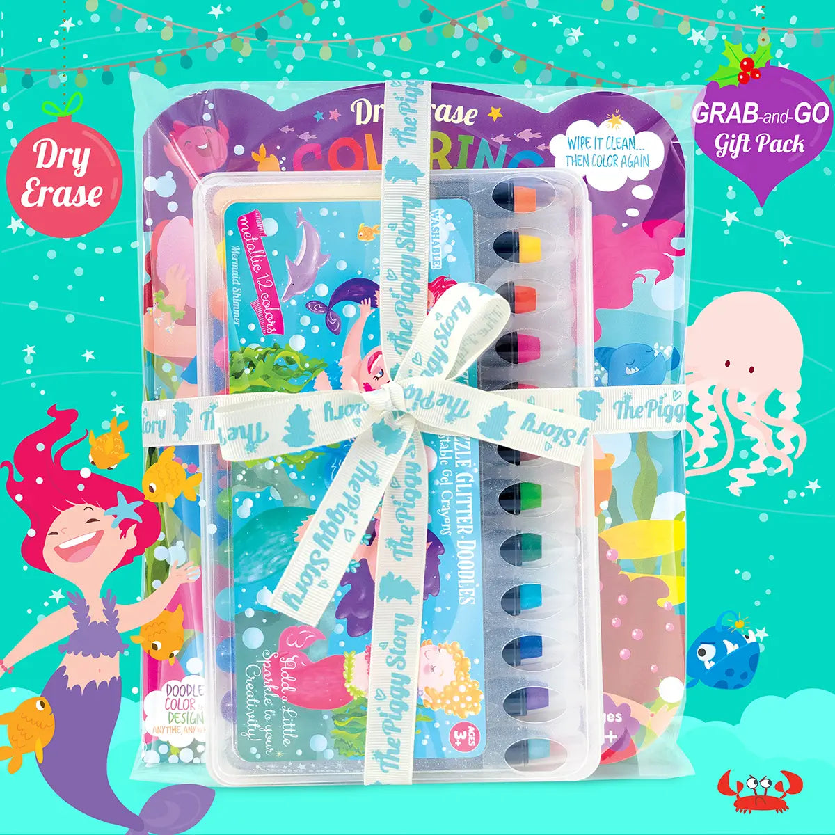 Glitter Mermaid Dry Erase Coloring Gift Set For Kids