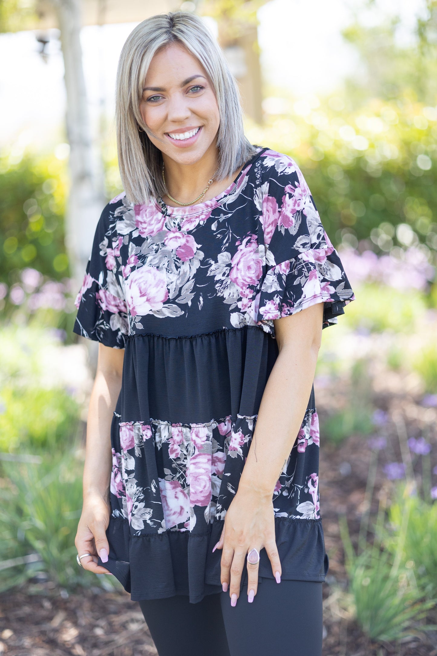 Vintage Rose Ruffled Tunic