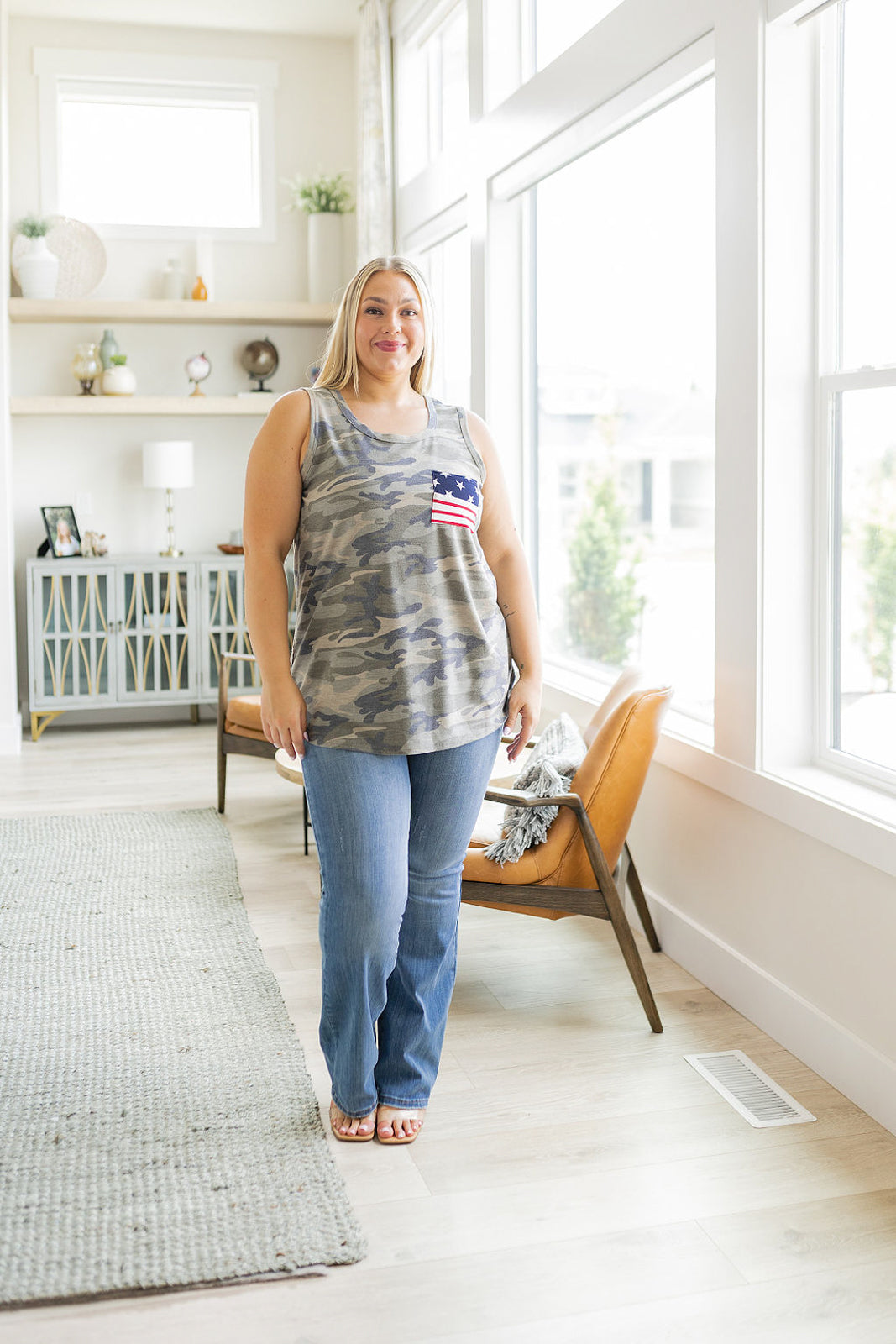 Camouflage Flag Pocket Tank - Womens