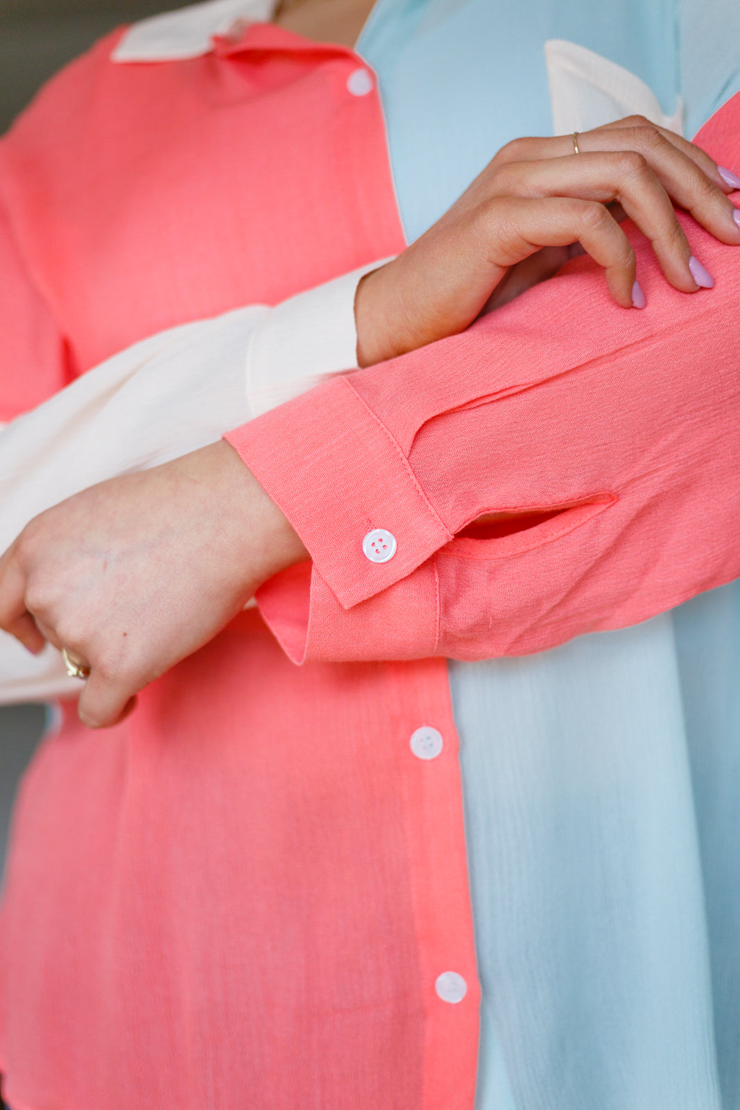 Capture The Day Two Toned Button Up - Womens