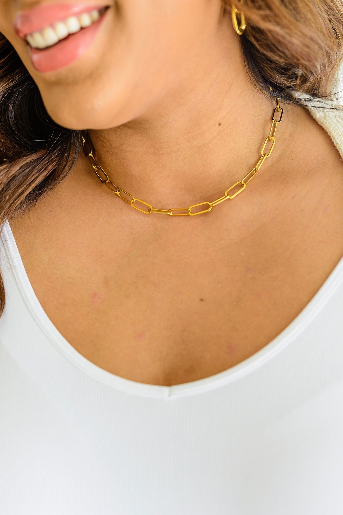 Classic Paper Clip Chain Necklace - OS - Womens