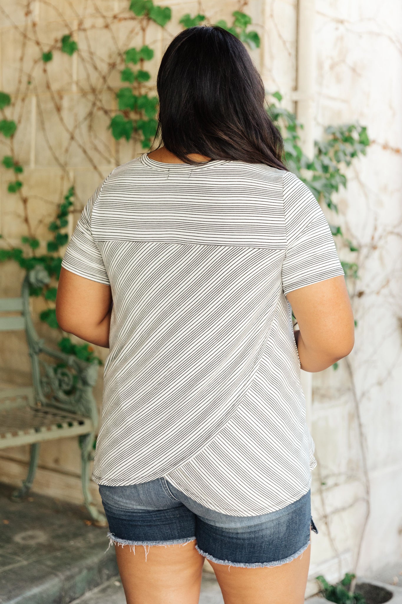 Cozy In Stripes Top in Gray - Womens