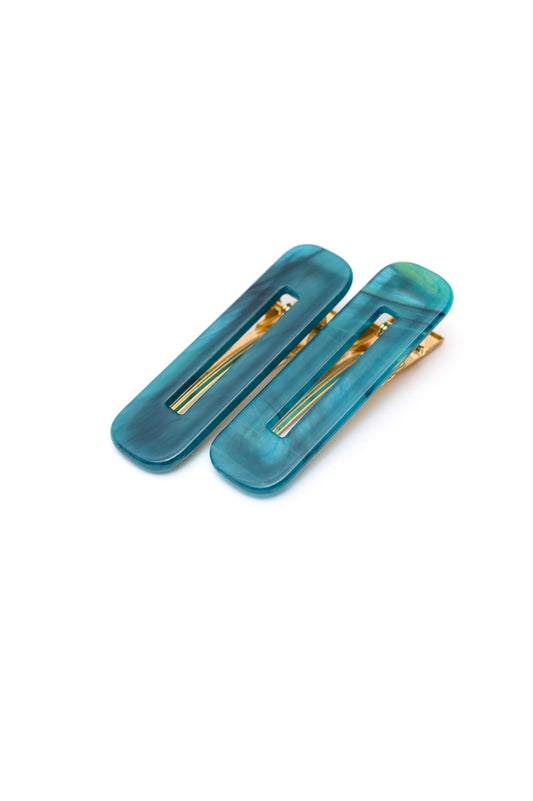 Double Trouble 2 Pack Hair Clip in Sea Blue - OS - Womens