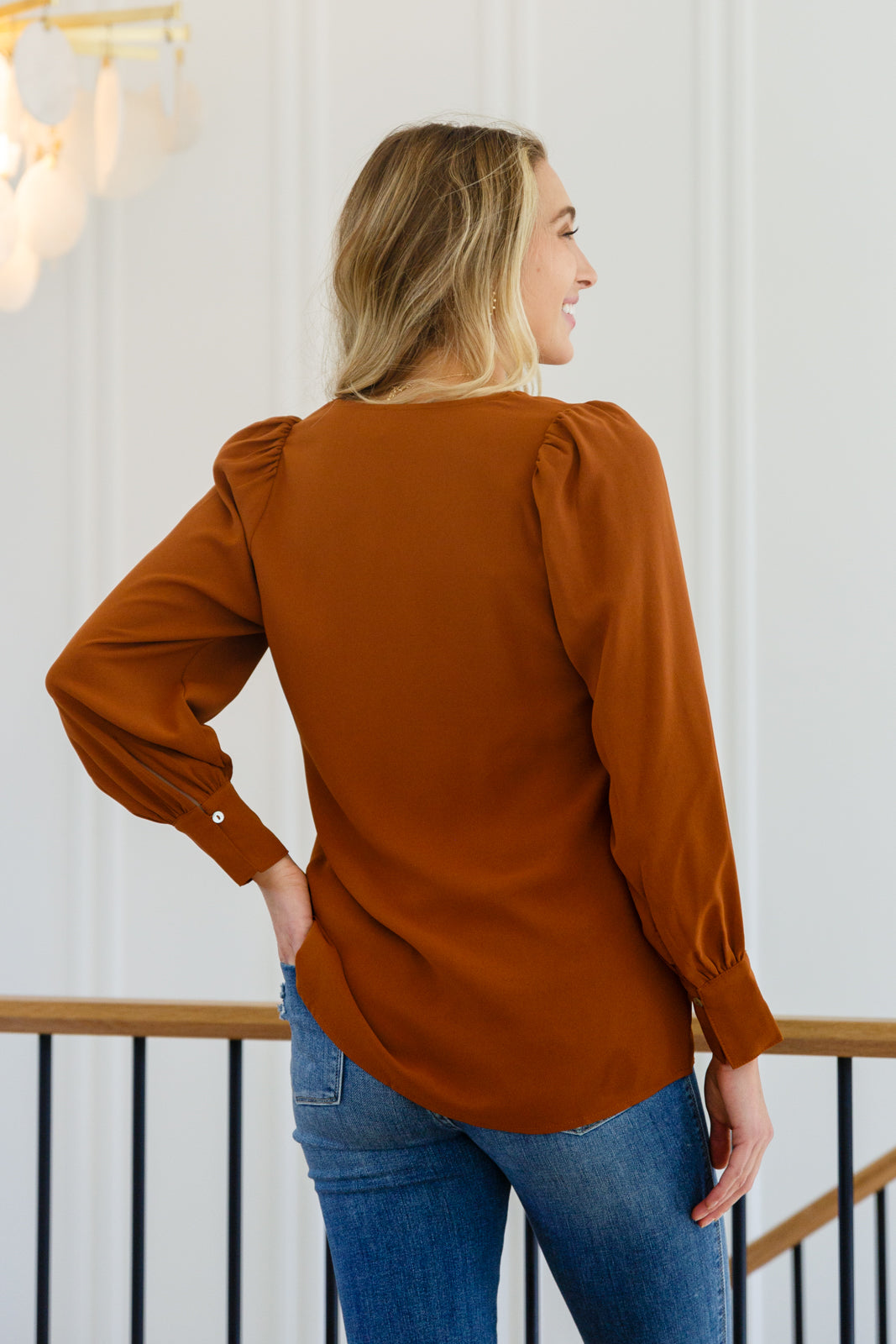 Enjoy This Moment V Neck Blouse In Toffee - Womens