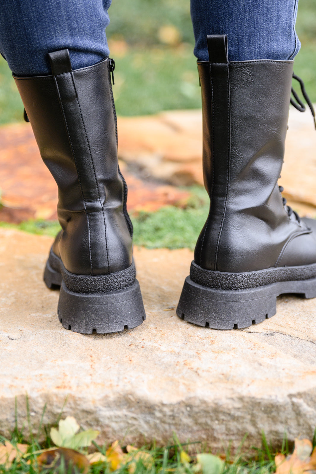 Fresh Feels Combat Boots In Black - Womens