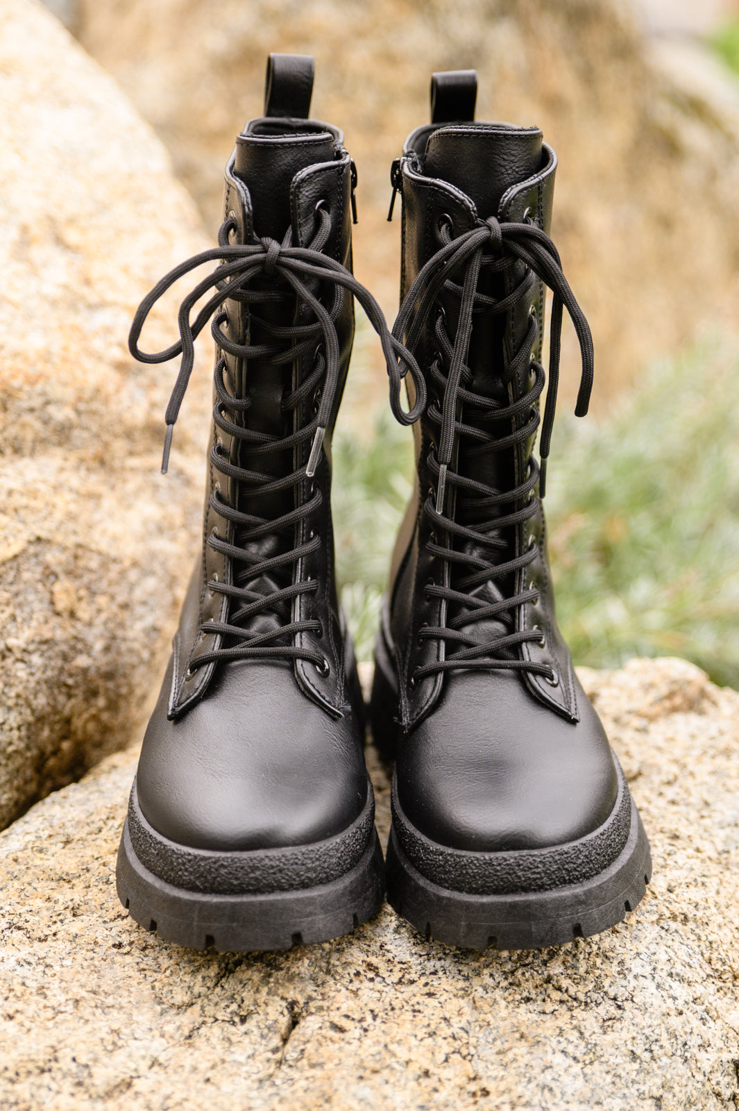 Fresh Feels Combat Boots In Black - Womens