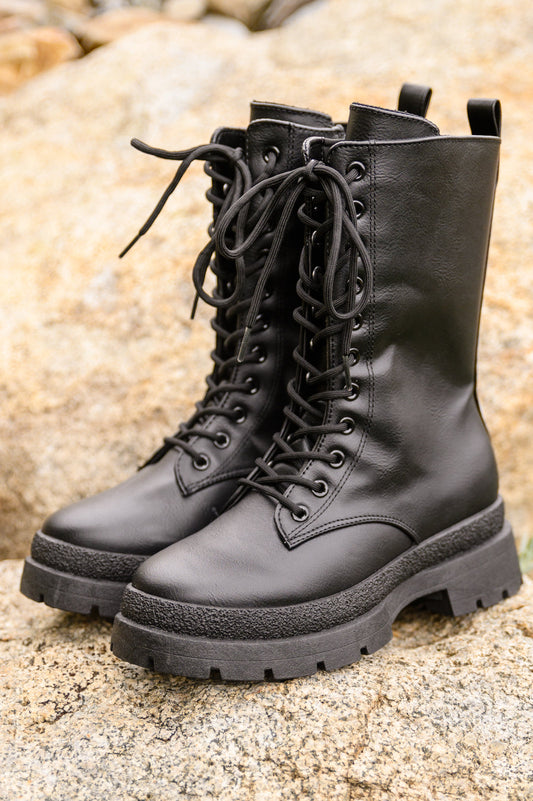 Fresh Feels Combat Boots In Black - Womens