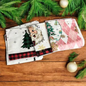 Vintage Santa Kitchen Decor, Santa Claus Hand & Dish Towels | Vintage Santa Claus Kitchen Towels