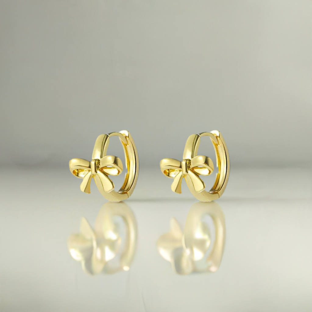 Gold Bow Huggie Hoop Earrings