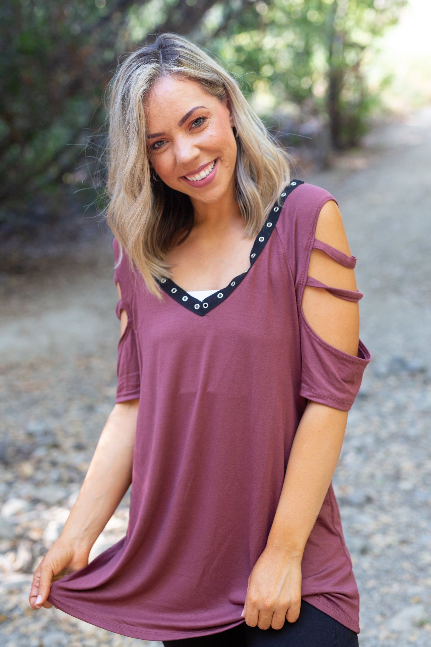 Striking Lattice Top in Marsala