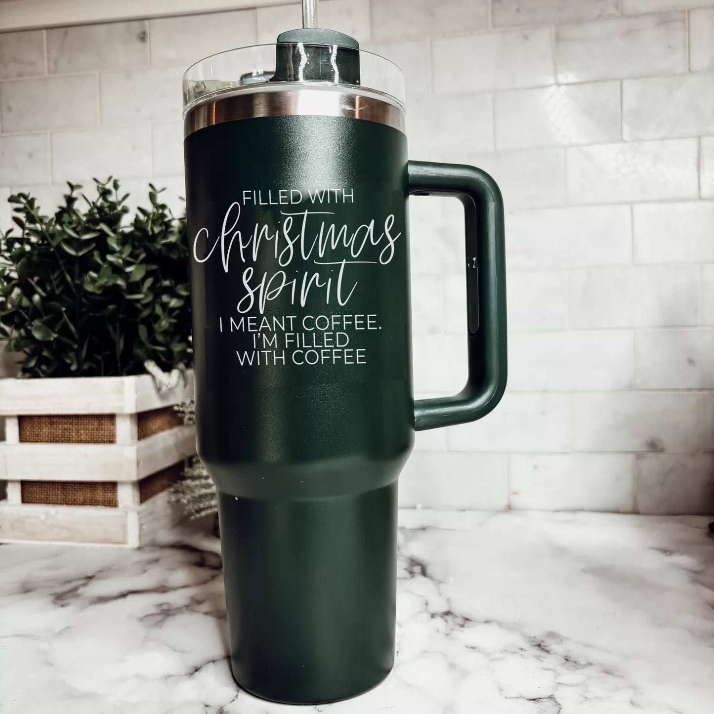 Funny Christmas Gifts for Parents, Holiday Travel Mugs, 40 oz Christmas Tumblers with Handle, Lid & Straw