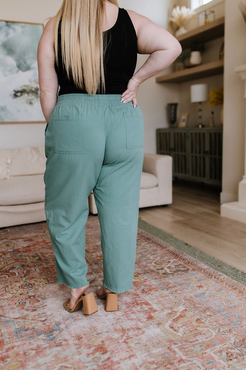 Love Me Dearly High Waisted Pants in Jade - Womens