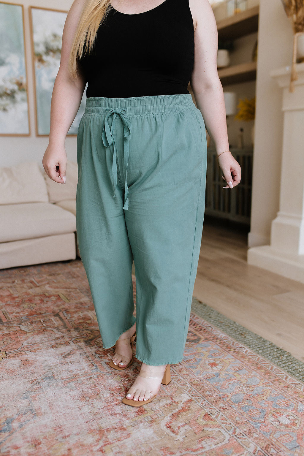 Love Me Dearly High Waisted Pants in Jade - Womens