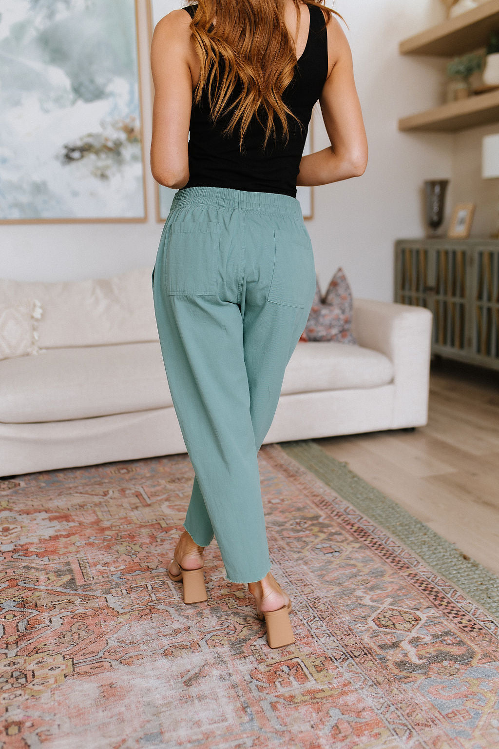 Love Me Dearly High Waisted Pants in Jade - Womens