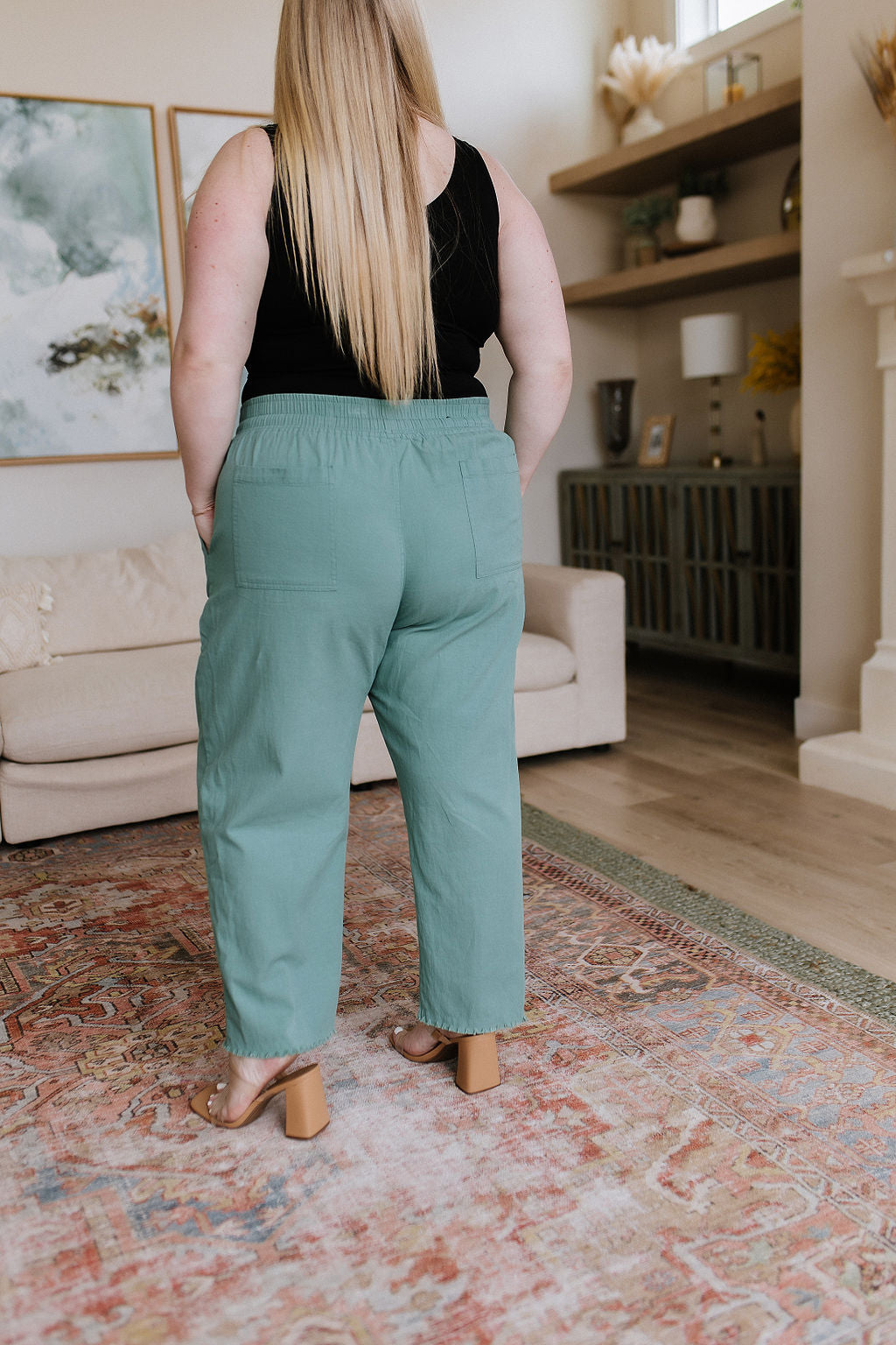 Love Me Dearly High Waisted Pants in Jade - Womens