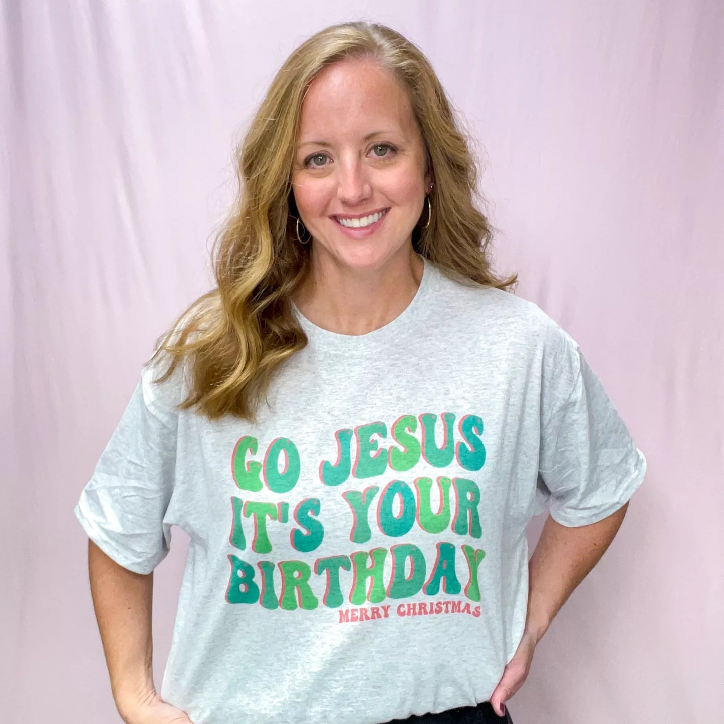 Christmas Themed - Go Jesus It's Your Birthday - Youth & Women's Ash Grey Tshirts