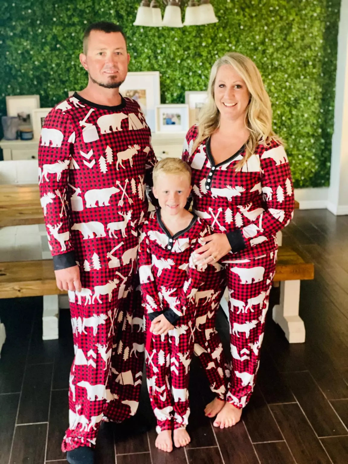 Matching Family Pajamas in Plaid Bear - Womens