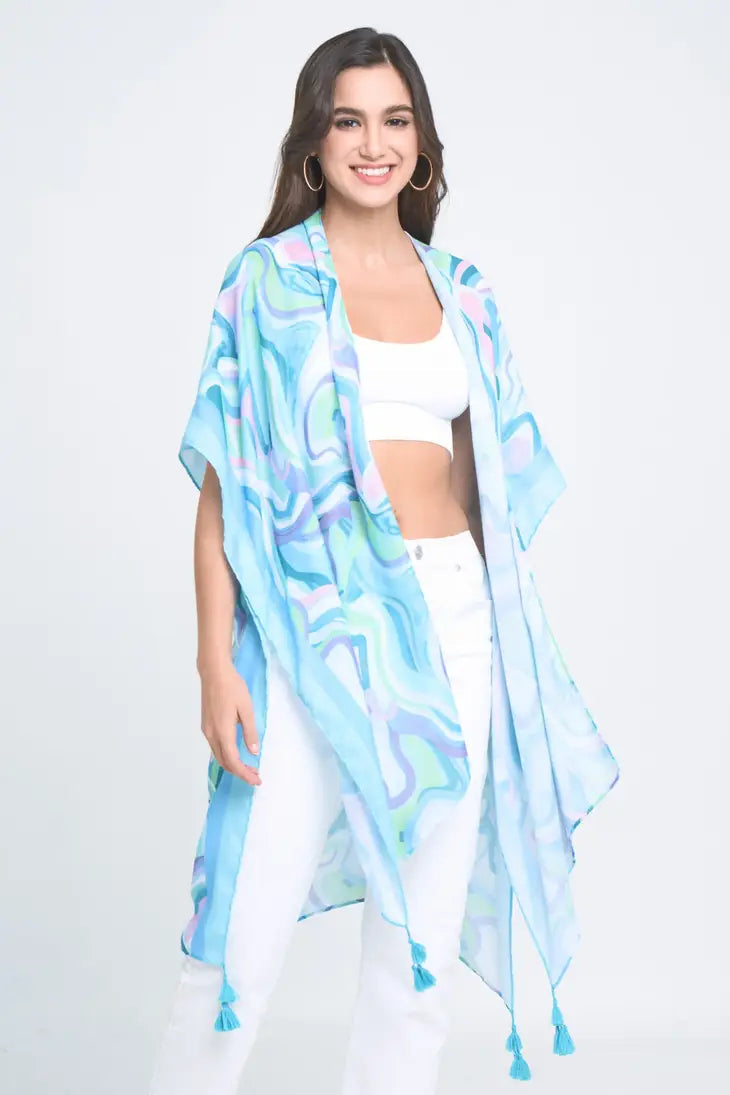 Pastel Swirl Kimono - OS - Womens