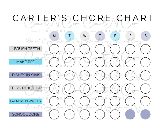 Personalized Chore Charts - Digital