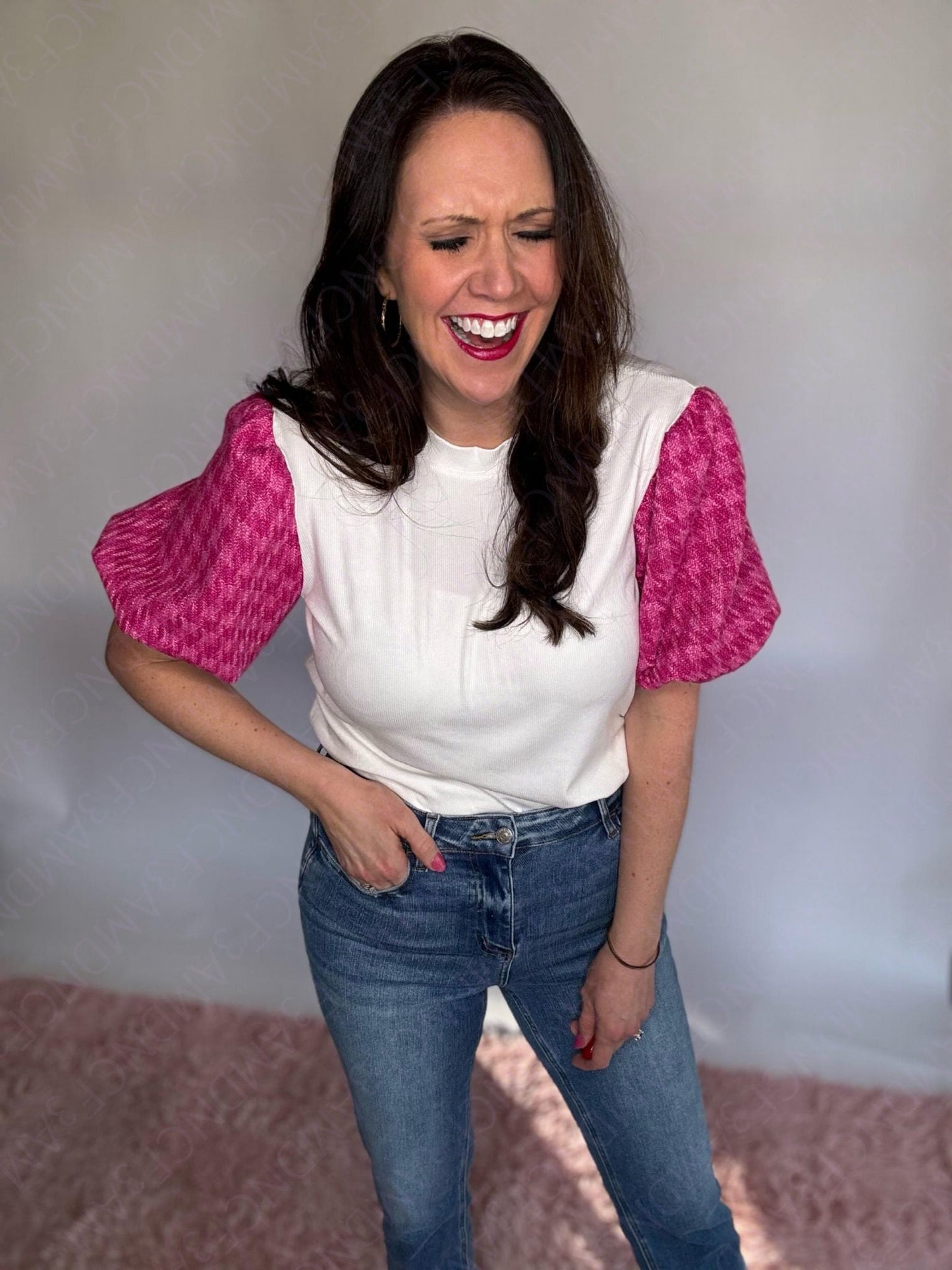 RTS: Leeann Pink Puff Shirt-