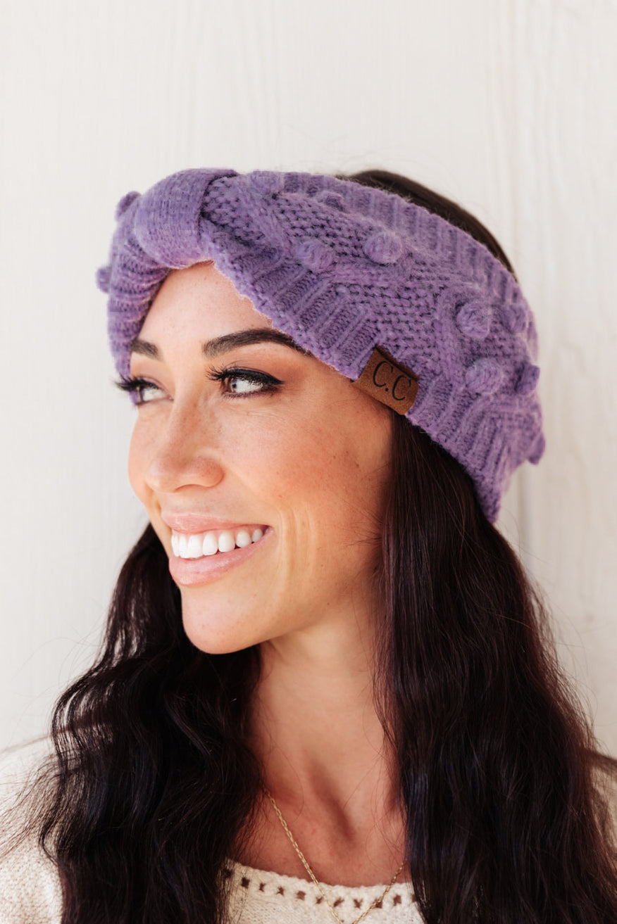 Pom Knit Head Wrap In Periwinkle - Womens