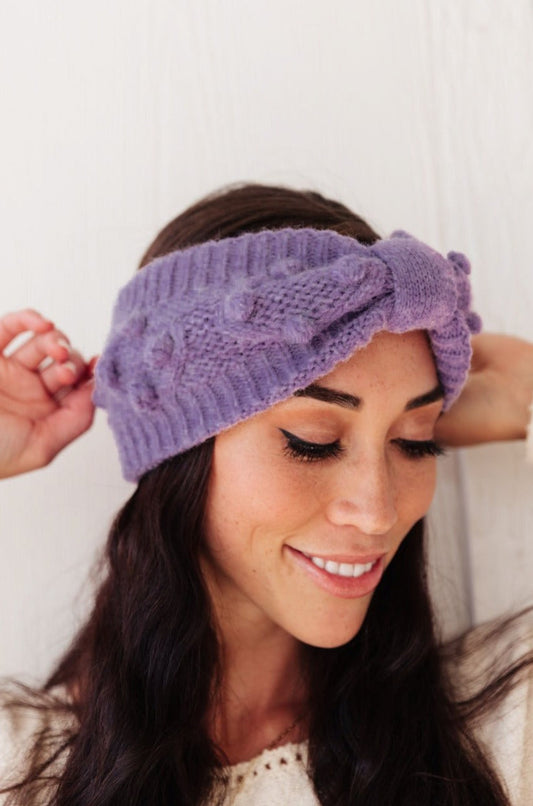 Pom Knit Head Wrap In Periwinkle - Womens