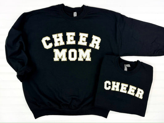 PREORDER: Cheer Mom + Mini Chenille Patch Sweatshirt -