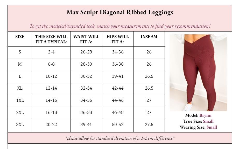 PREORDER: Molly Max Sculpt Diagonal Ribbed Leggings In Two