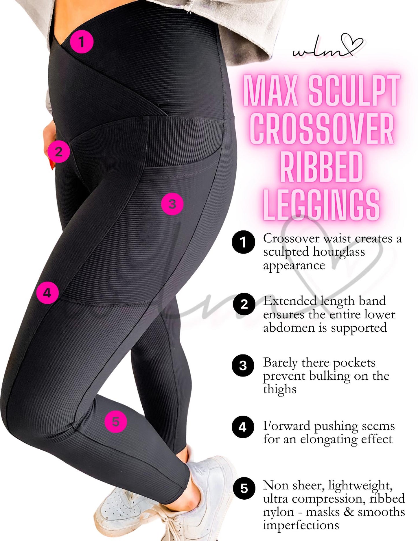 PREORDER: Molly Max Sculpt Diagonal Ribbed Leggings In Two