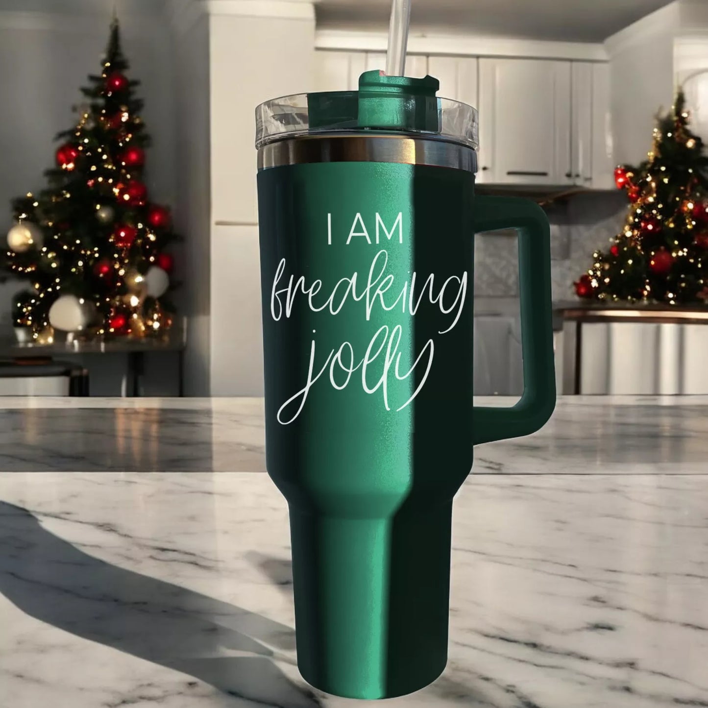 Funny Christmas Gifts for Parents, Holiday Travel Mugs, 40 oz Christmas Tumblers with Handle, Lid & Straw