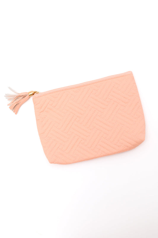 Quilted Travel Zip Pouch in Pink - OS - Womens
