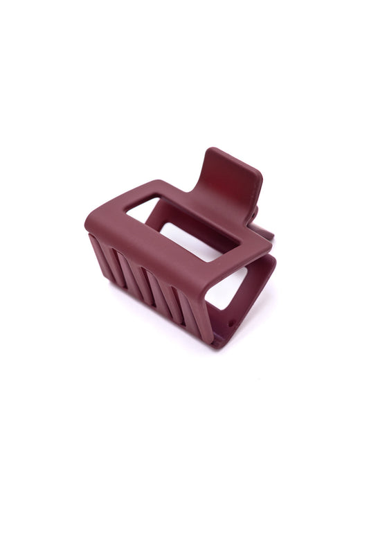 Small Square Claw Clip in Matte Berry - OS - Womens