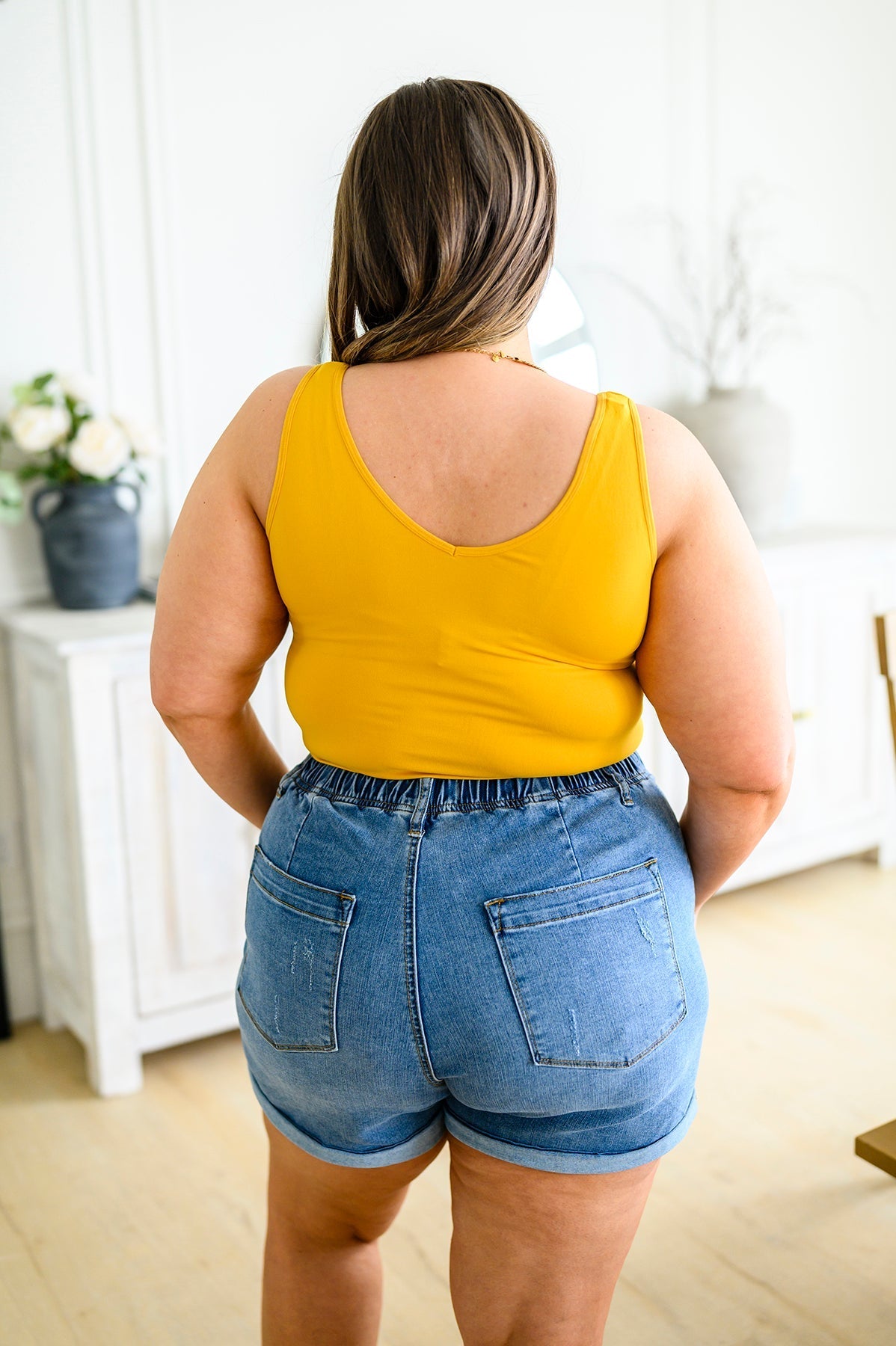 The Basics Reversible Longline Tank in Mustard - Womens