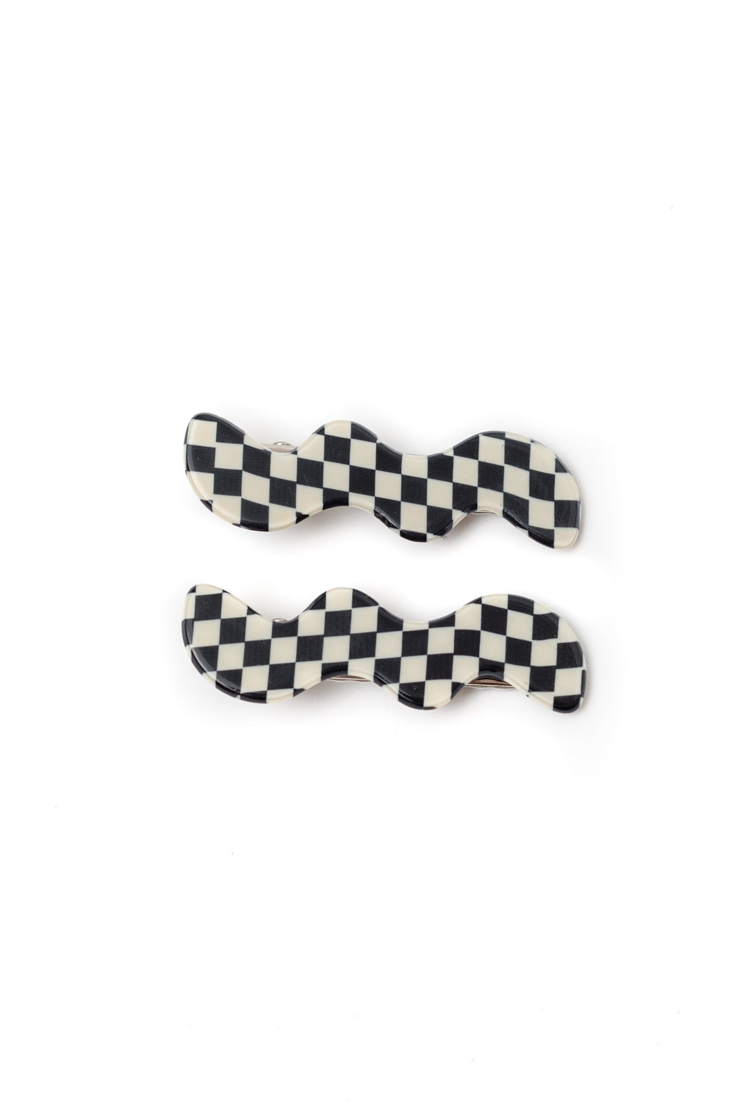 Wavy Clip Set in Checkered Black - OS - Womens