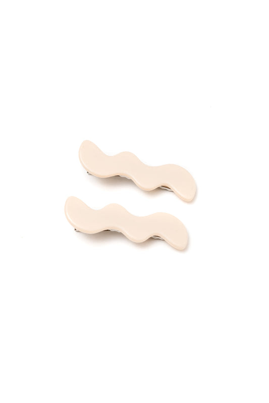 Wavy Clip Set in Cream - OS - Womens