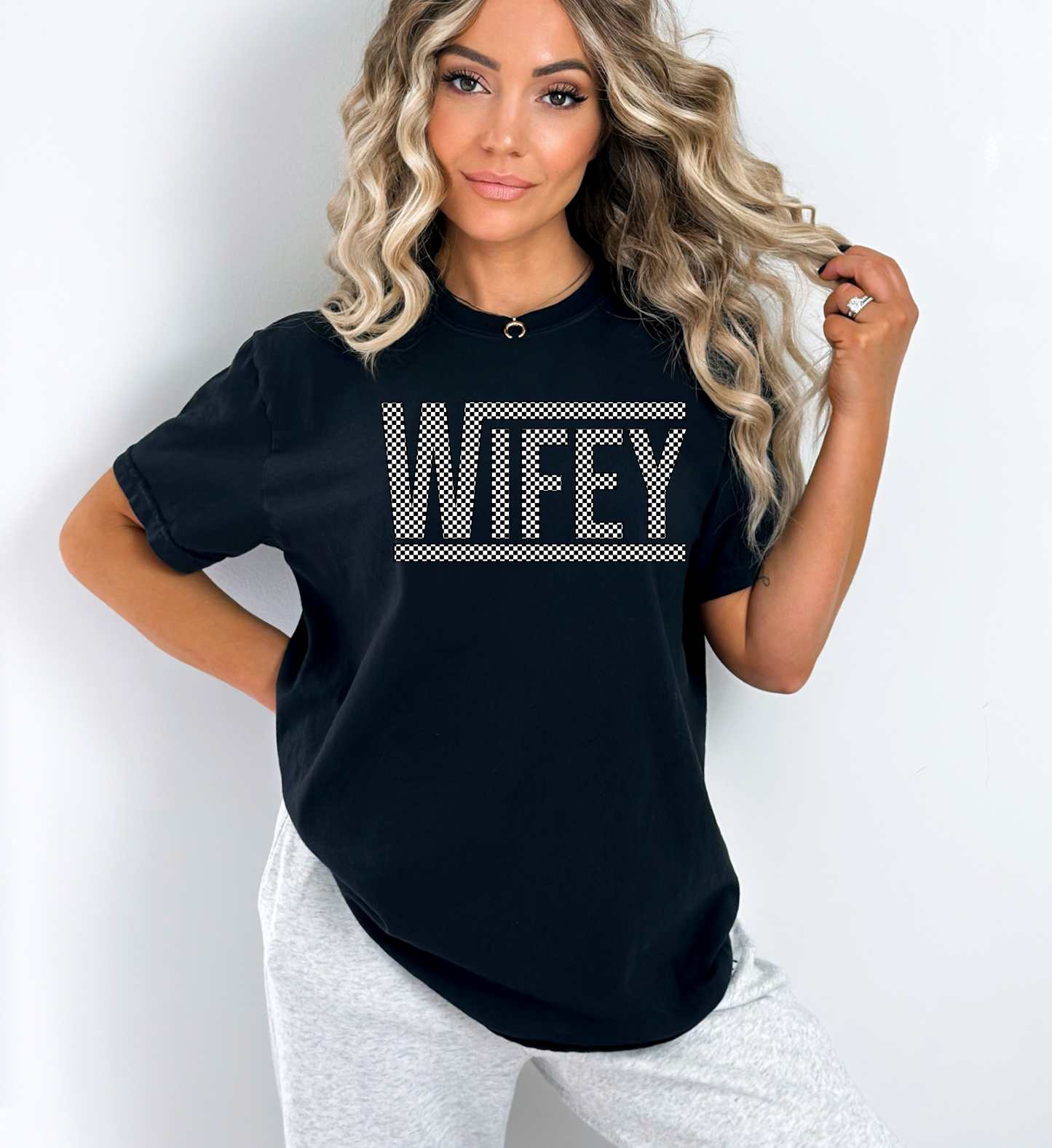 Wifey Checkered - Comfort Colors