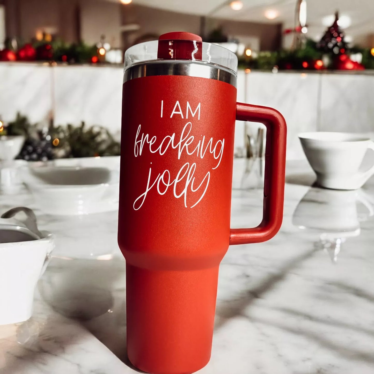 Funny Christmas Gifts for Parents, Holiday Travel Mugs, 40 oz Christmas Tumblers with Handle, Lid & Straw